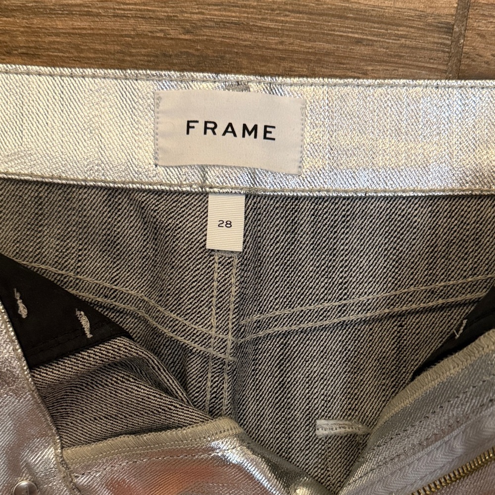 Frame Denim Metallic Silver Mini Skirt - Picture 2 of 3